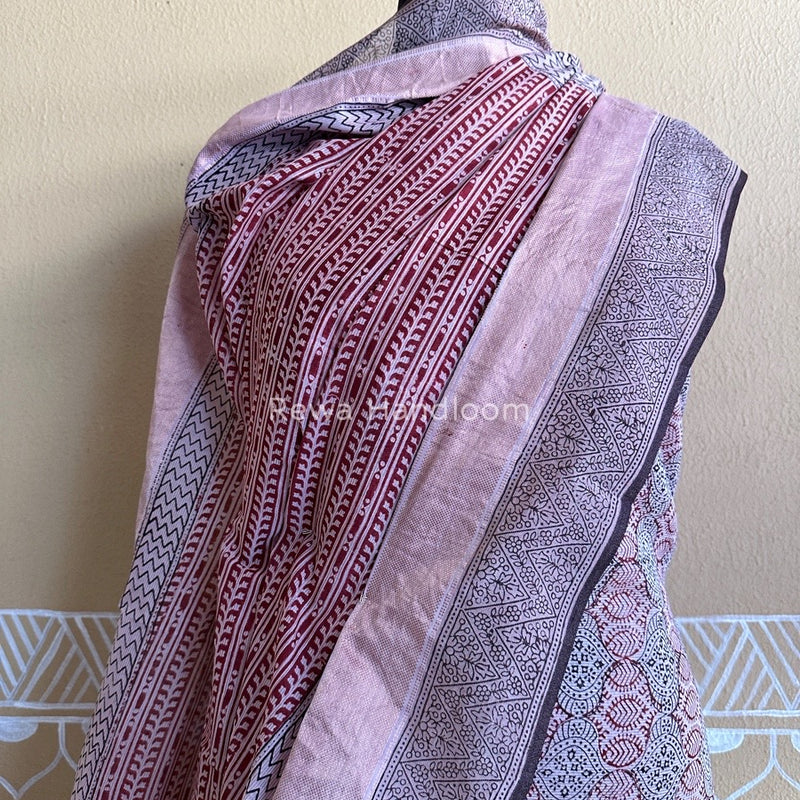 Maheshwari White-Red Bagh Print Suit BSP0117