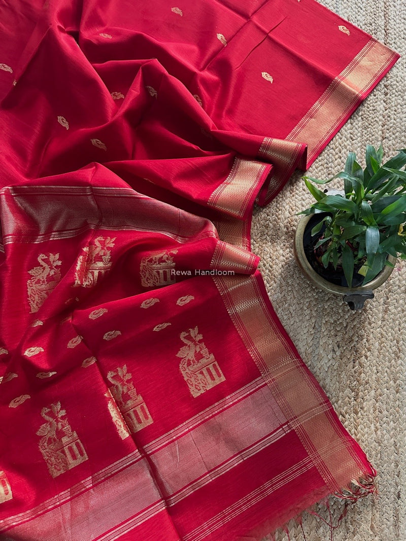 Maheshwari Red Butta Saree PMBS04