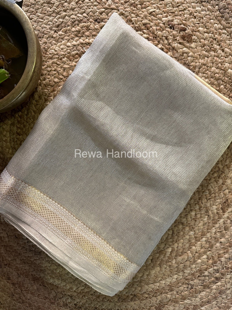 Maheshwari Beige Tissue Silk Saree TCB0022