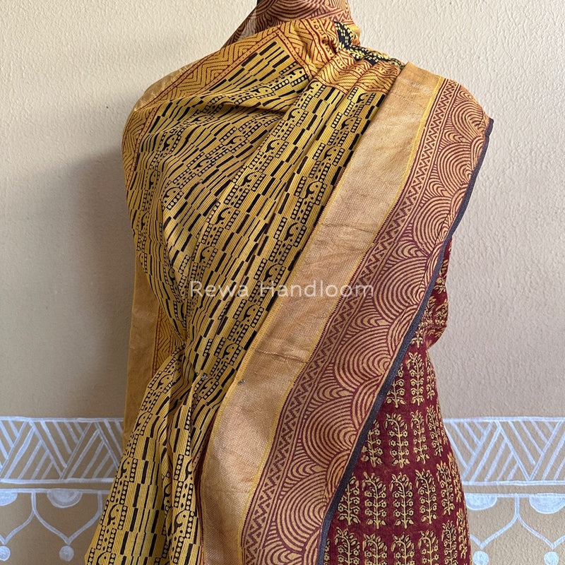 Maheshwari Red-Yellow Bagh Print Suit BSP0115