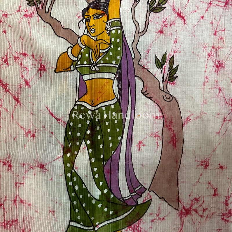 Maheshwari Pink Hand painted Dupatta BT011