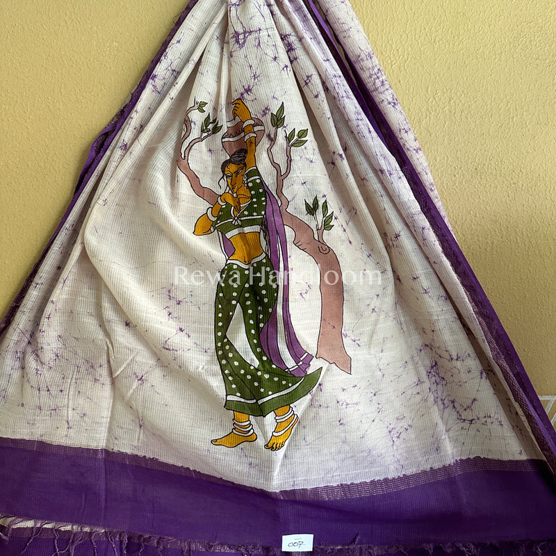 Maheshwari Violet Hand painted Dupatta BT018