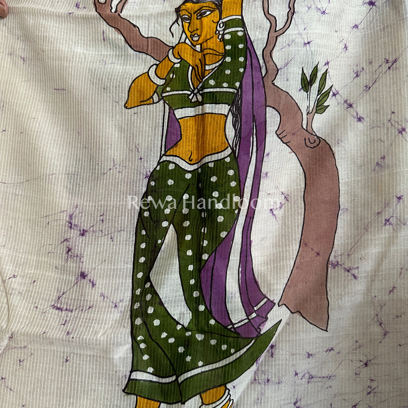 Maheshwari Violet Hand painted Dupatta BT018