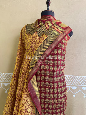 Maheshwari Red-Yellow Bagh Print Suit- BSP048