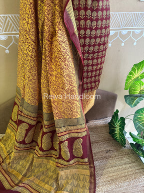 Maheshwari Red-Yellow Bagh Print Suit- BSP048