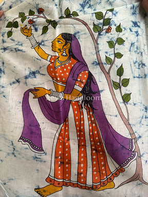 Maheshwari Dark Blue Hand painted Dupatta BT07