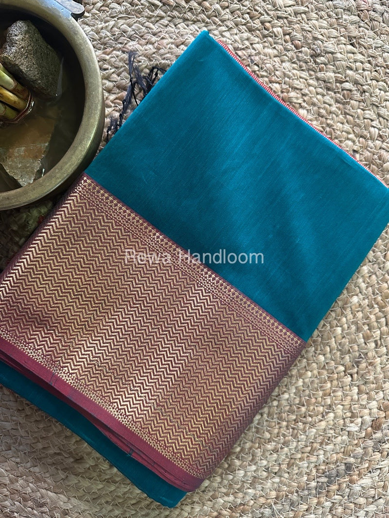 Maheshwari Rama Green Zari Skirt Saree ZS080