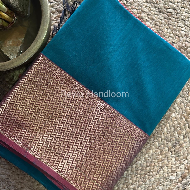 Maheshwari Rama Green Zari Skirt Saree ZS080