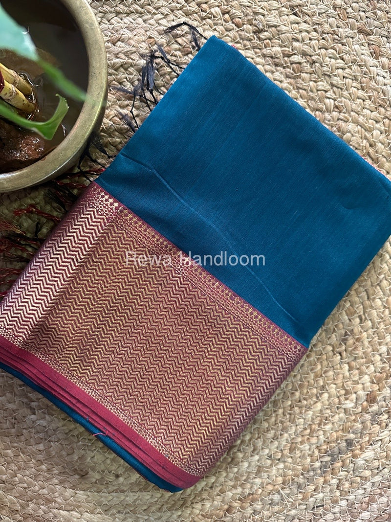 Maheshwari Rama Green Zari Skirt Saree ZS077