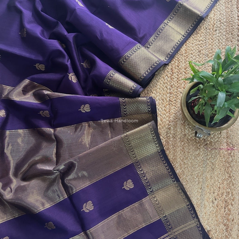 Purple Butta Zari Border Maheshwari Saree LLBS011