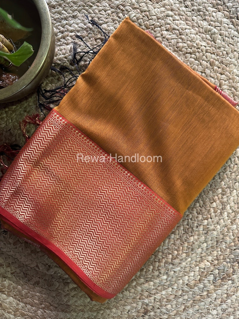 Maheshwari Mustard Yellow Zari Skirt Saree ZS074
