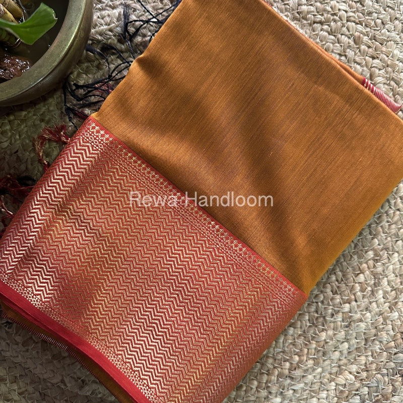 Maheshwari Mustard Yellow Zari Skirt Saree ZS074