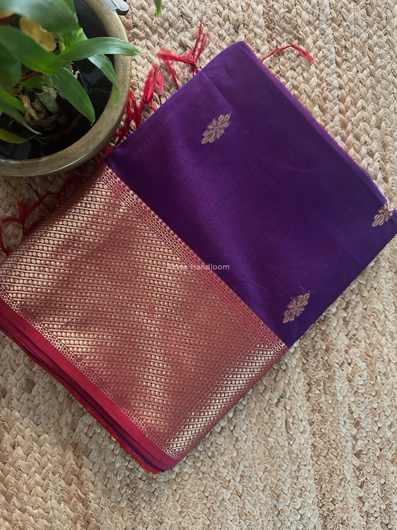 Purple Butta Zari Border Maheshwari Saree LBS042