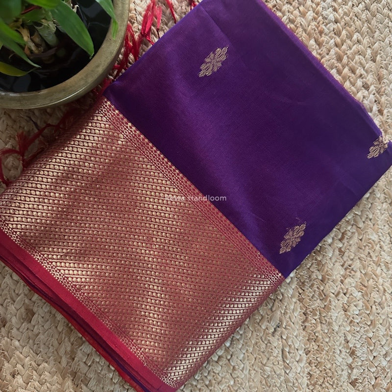 Purple Butta Zari Border Maheshwari Saree LBS042