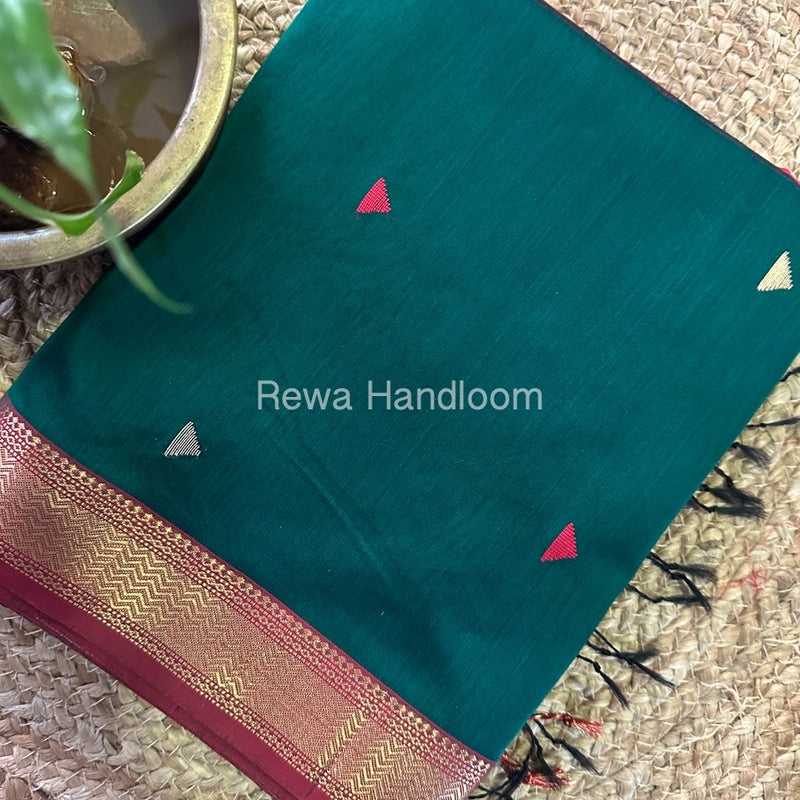 Maheshwari Green Zari Butti Saree SBT067