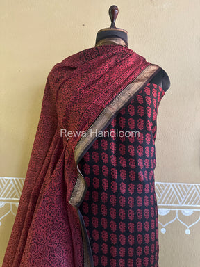 Maheshwari Black-Maroon Bagh Print Suit- BSP035