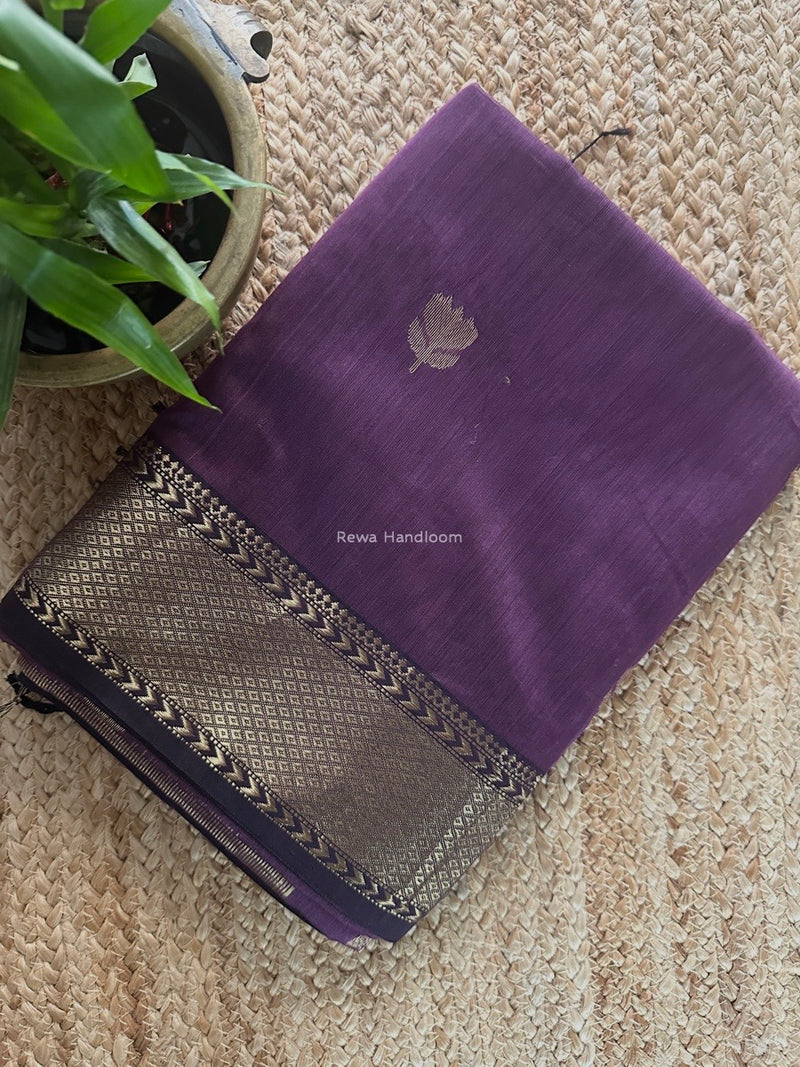 Lavender Butta Zari Border Maheshwari Saree LLBS05