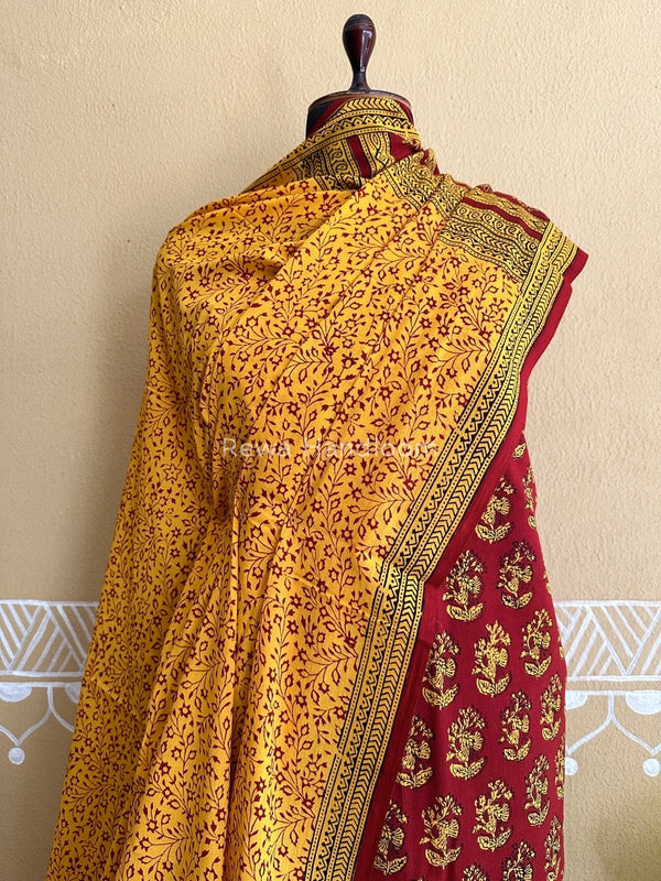 Maroon-Yellow Bagh Print Cotton Suit BCS003
