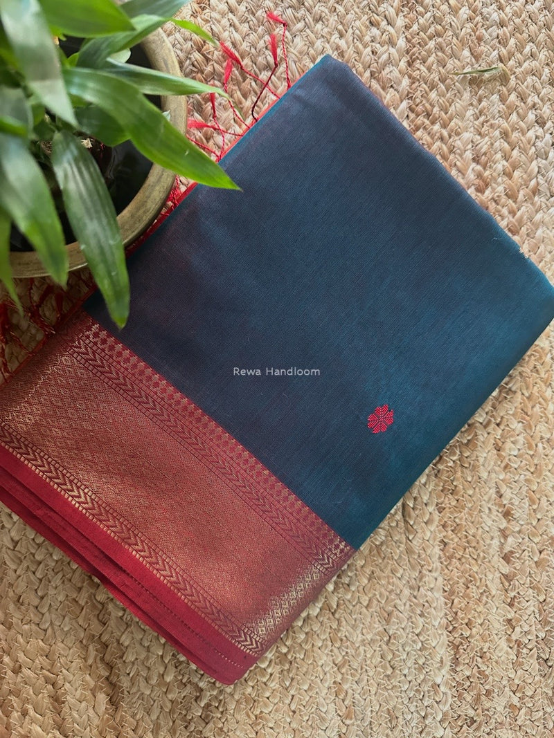 Morpankhi Butta Zari Border Maheshwari Saree LBS038