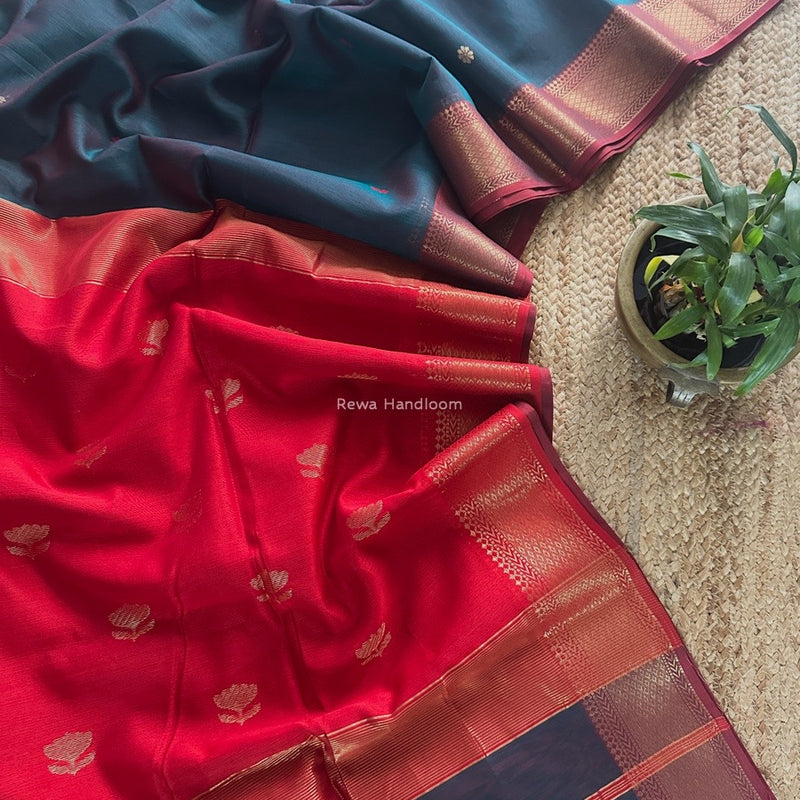 Morpankhi Butta Zari Border Maheshwari Saree LBS038