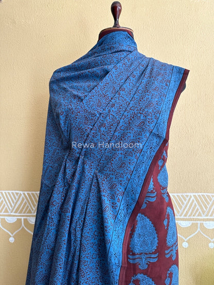 Maroon-Blue Bagh Print Cotton Suit BCS004