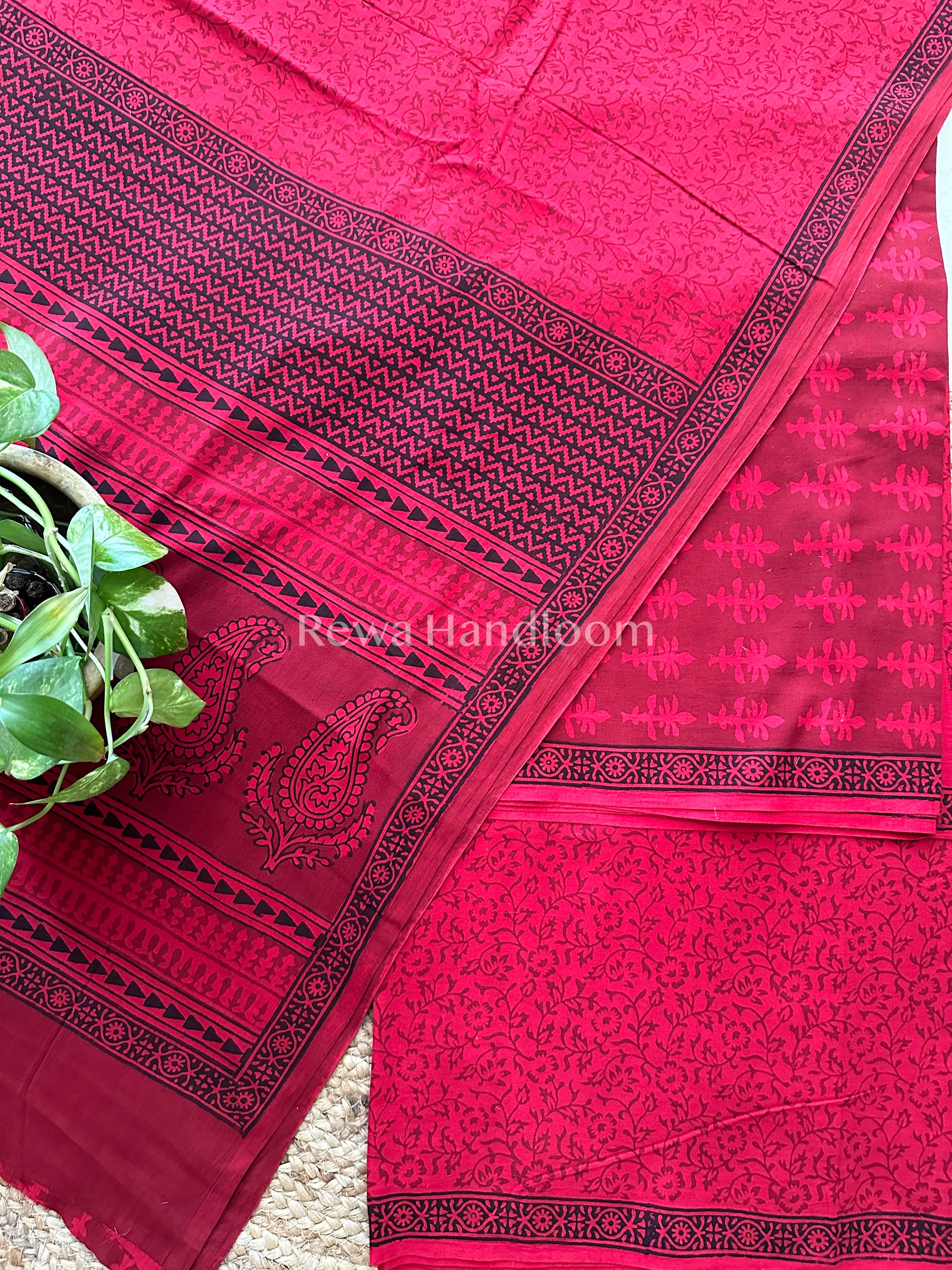 Beetroot Bagh Print Cotton Suit-BCS20