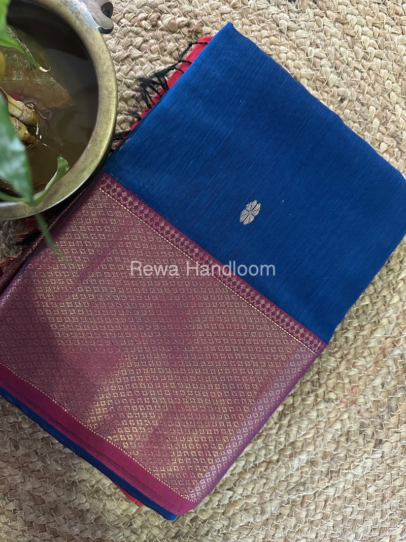 Maheshwari Blue Zari Skirt Butti Saree ZSB0122