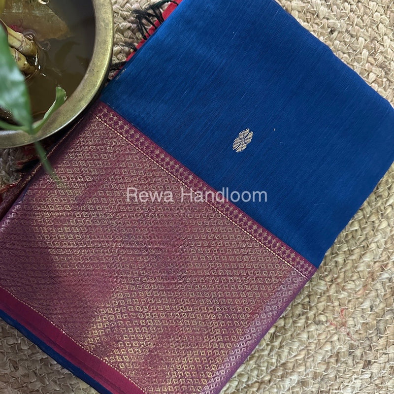 Maheshwari Blue Zari Skirt Butti Saree ZSB0122