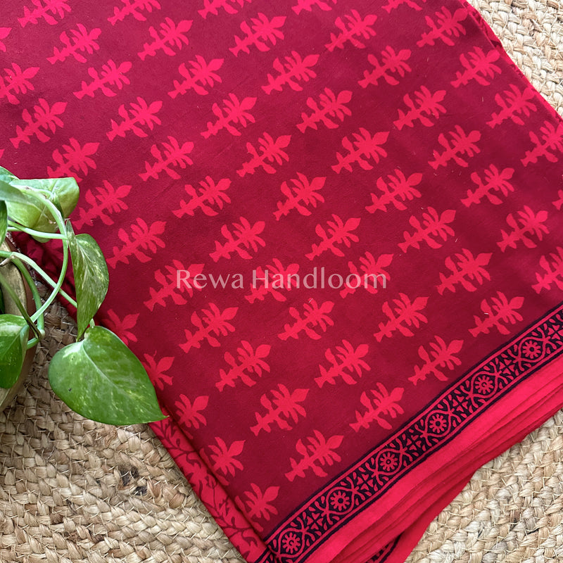 Beetroot Bagh Print Cotton Suit-BCS20