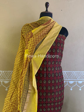 Maheshwari Red-Yellow Bagh Print Suit BSP102