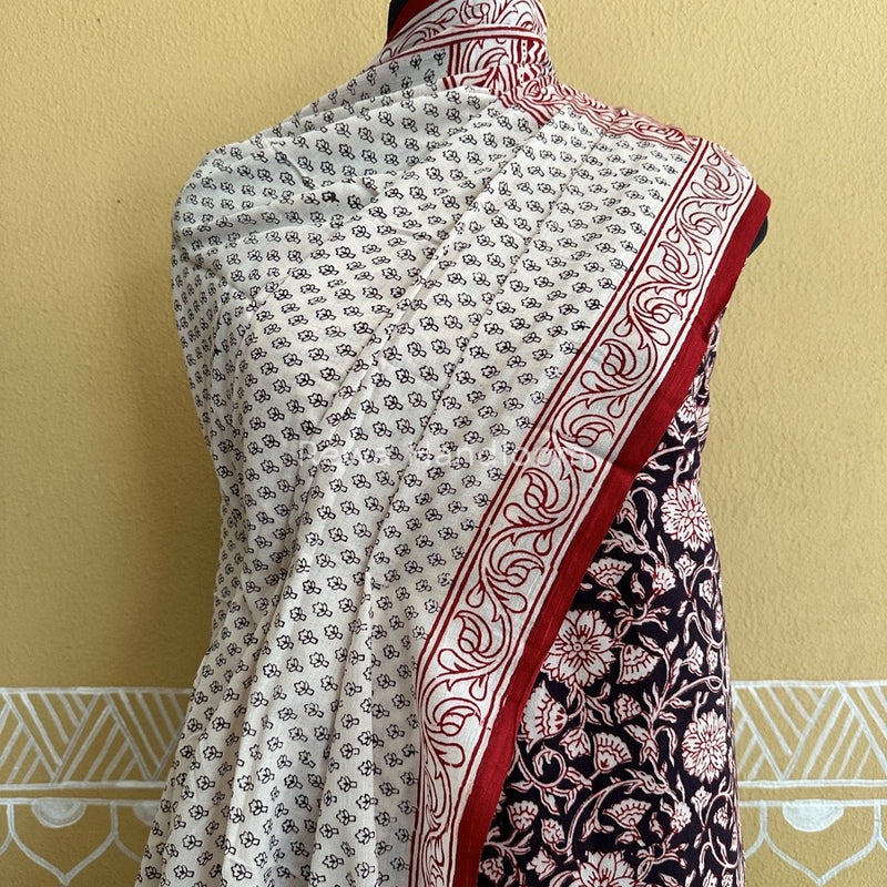 Black-White Bagh Print Cotton Suit BCS006