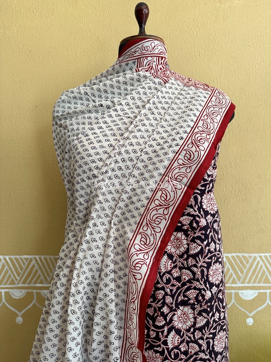 Black-White Bagh Print Cotton Suit BCS006