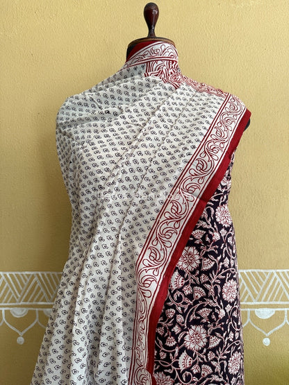 Black-White Bagh Print Cotton Suit BCS006