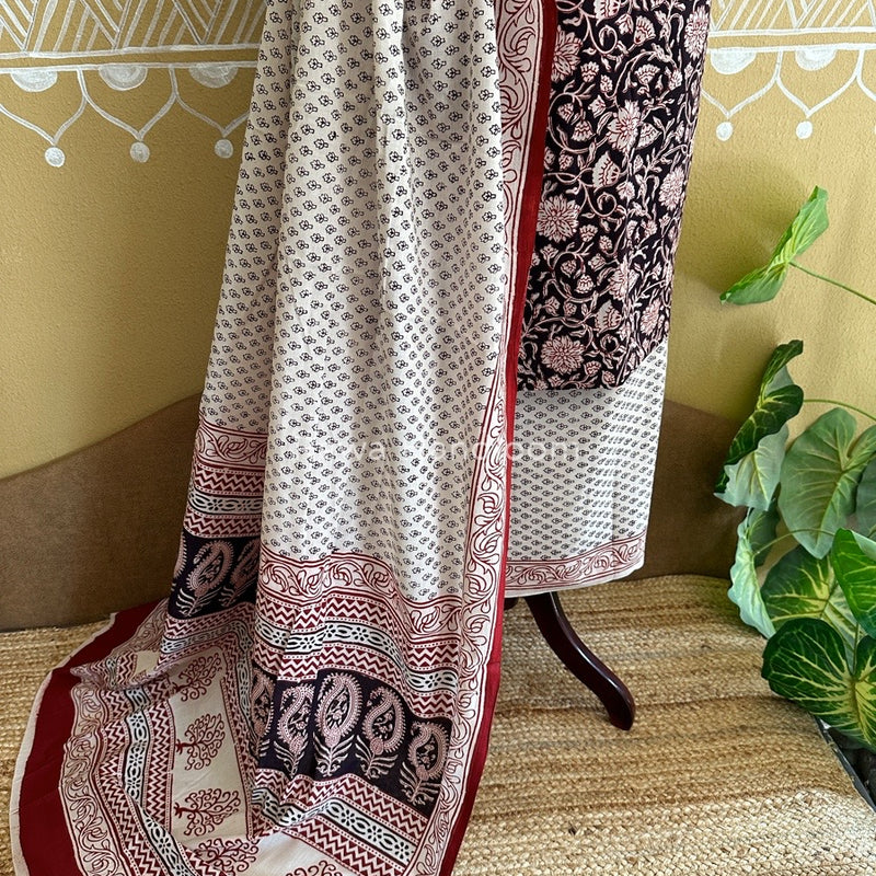 Black-White Bagh Print Cotton Suit BCS006