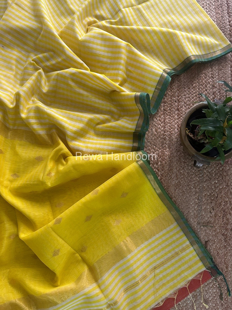 Exclusive Maheshwari Yellow Checks Saree CLBS01