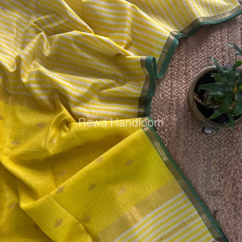 Exclusive Maheshwari Yellow Checks Saree CLBS01