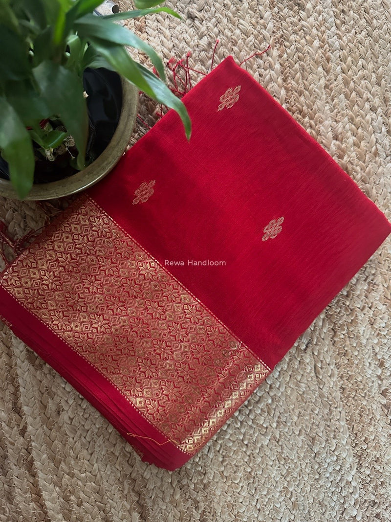 Maheshwari Red Flower Butti Saree NPS04