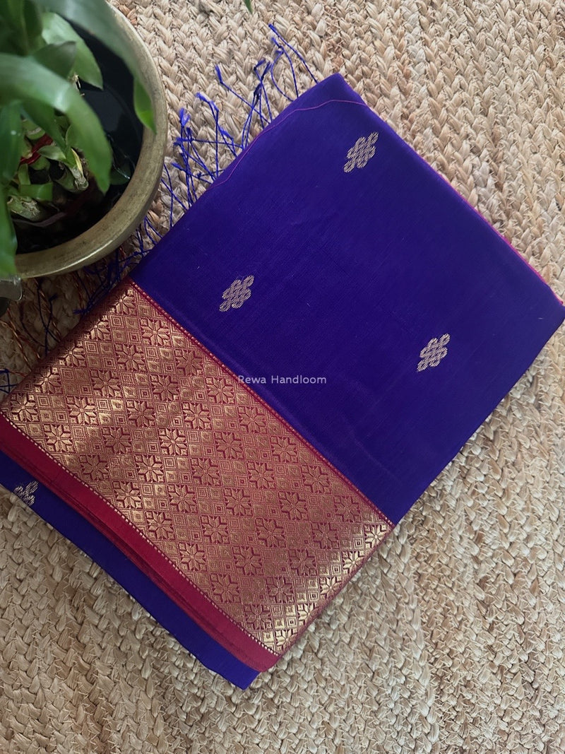 Maheshwari Violet Flower Butti Saree NPS01