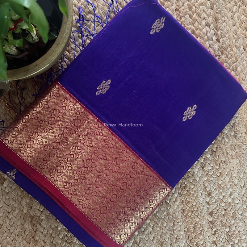 Maheshwari Violet Flower Butti Saree NPS01
