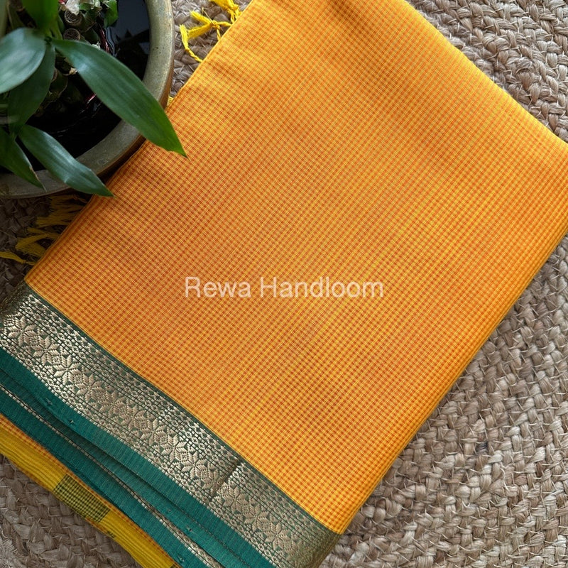 Maheshwari Yellow Garbha Reshami Silk Saree GS132