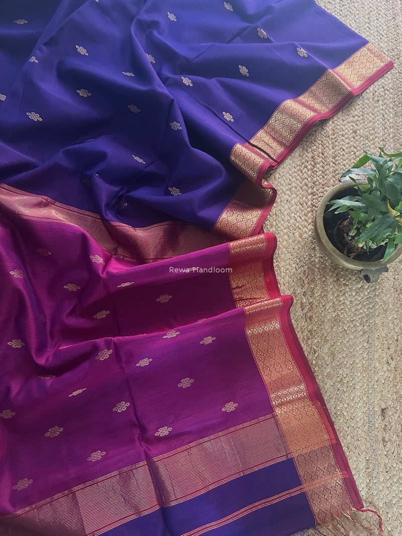 Maheshwari Violet Flower Butti Saree NPS01