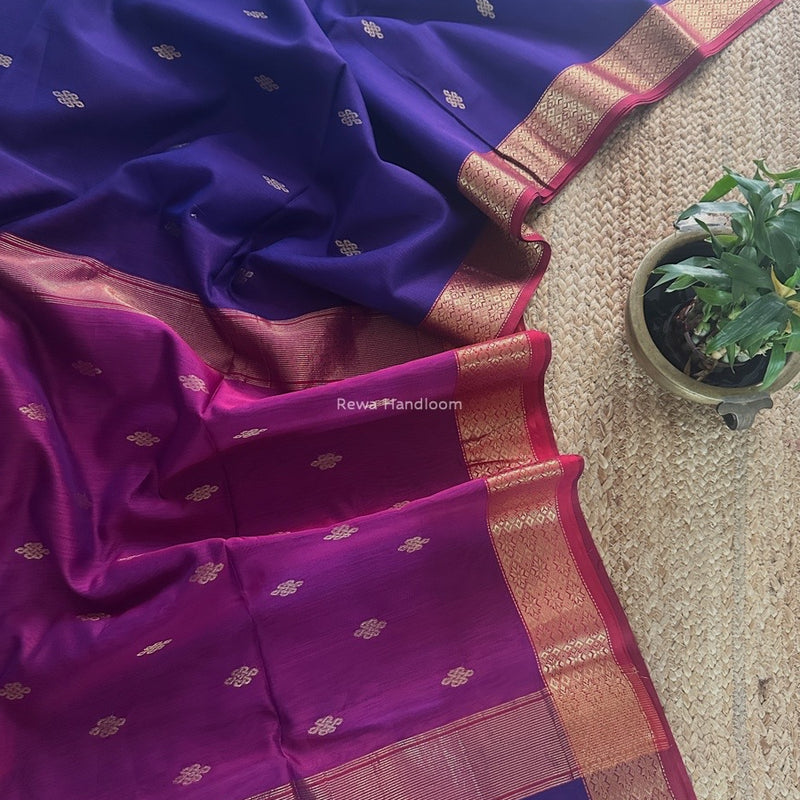 Maheshwari Violet Flower Butti Saree NPS01