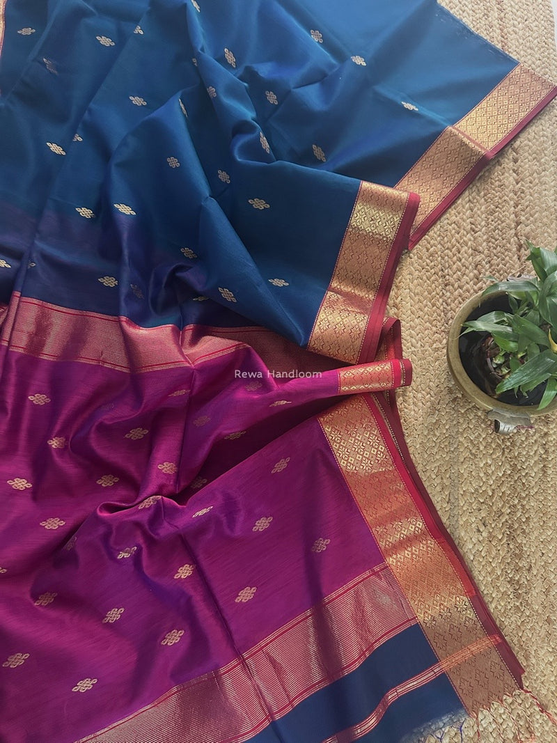 Maheshwari Morpankhi Flower Butti Saree NPS05