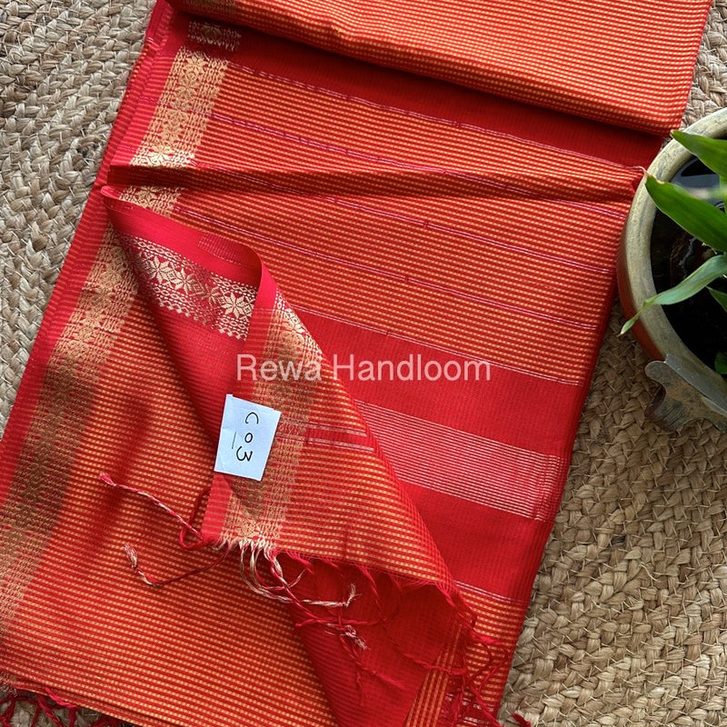 Maheshwari Orange Garbha Reshami Silk Saree GS121