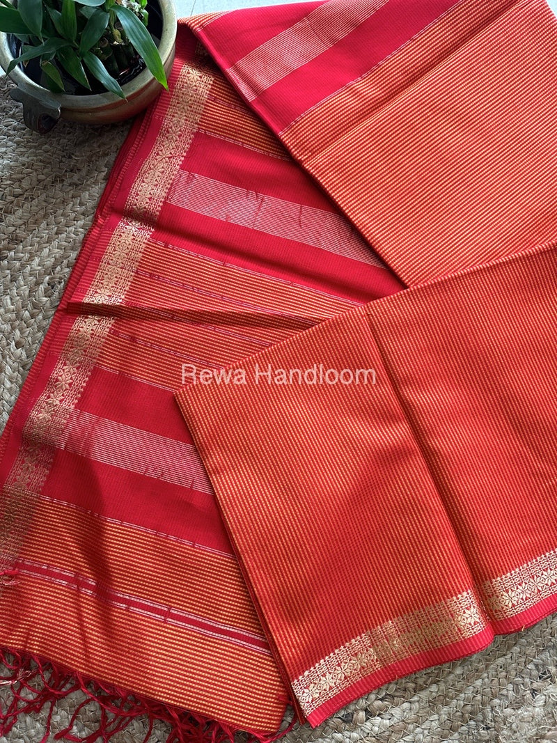 Maheshwari Orange Garbha Reshami Silk Saree GS121