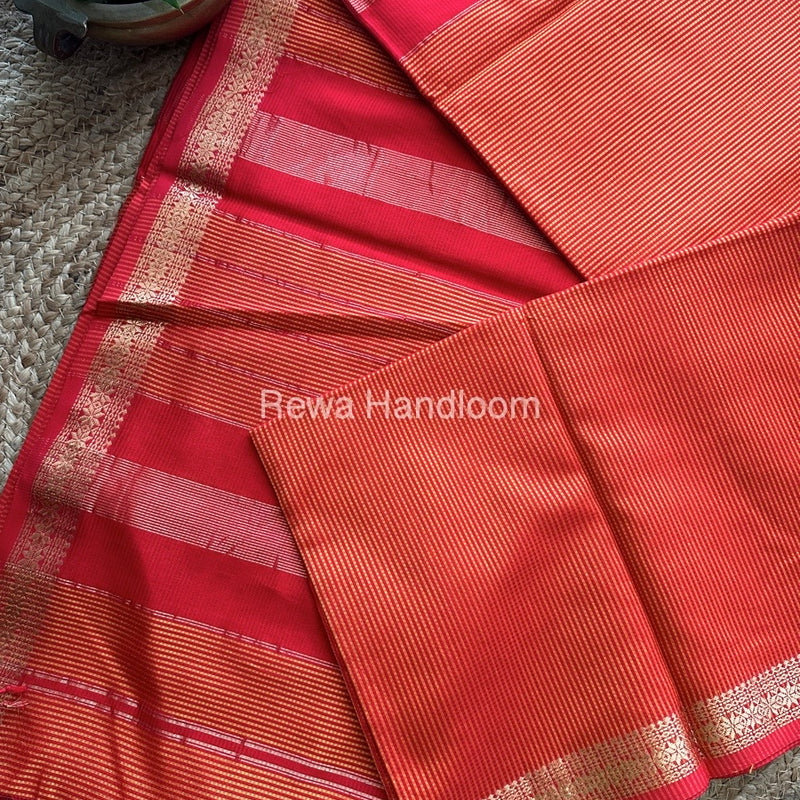 Maheshwari Orange Garbha Reshami Silk Saree GS121