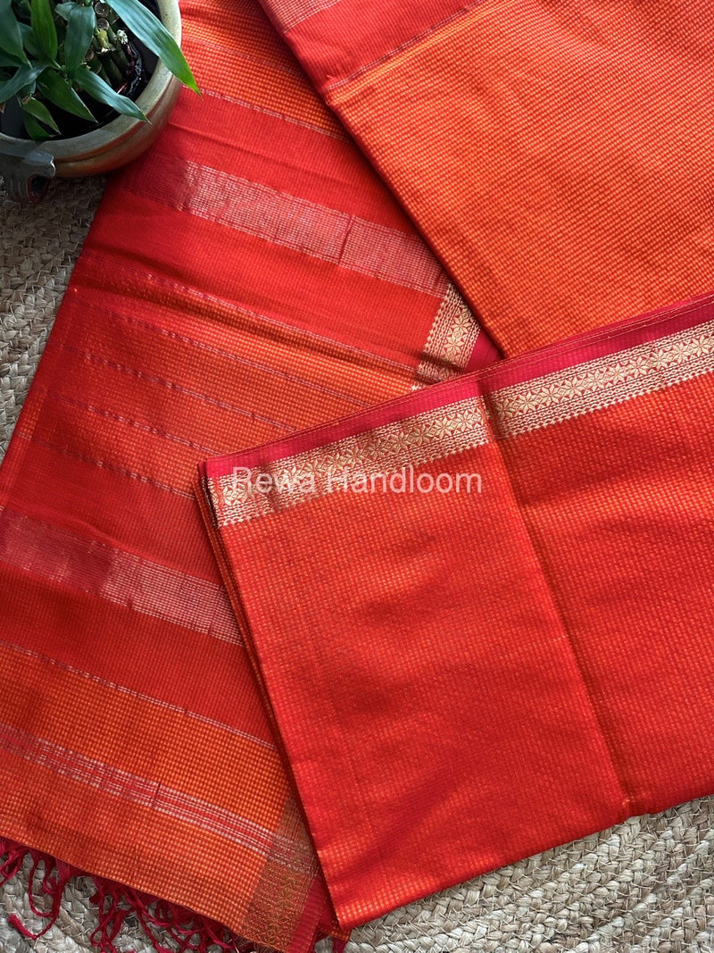 Maheshwari Orange Garbha Reshami Silk Saree GS123