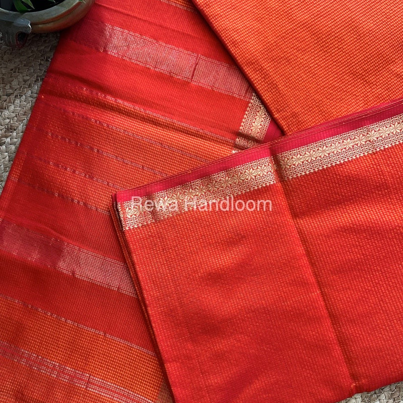 Maheshwari Orange Garbha Reshami Silk Saree GS123