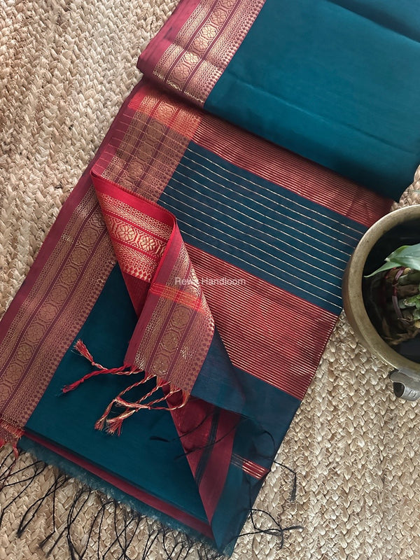 Maheshwari Zari Border Plain Saree