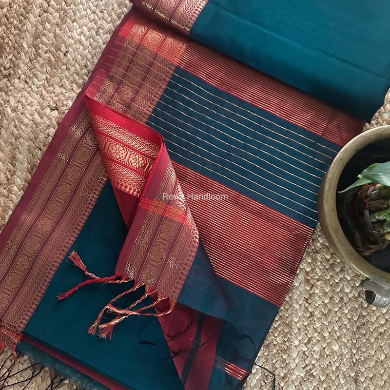 Maheshwari Zari Border Plain Saree